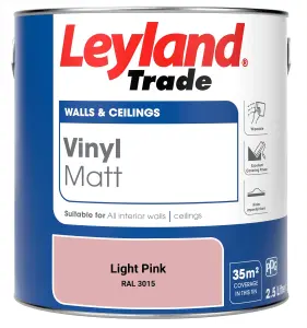 Leyland Trade Vinyl Matt Walls & Ceilings Emulsion Paint Light Pink (RAL 3015) 2.5L