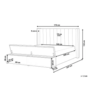 Velvet EU Double Size Bed with Storage Bench Grey NOYERS