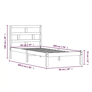 Berkfield Bed Frame White Solid Wood Pine 90x200 cm