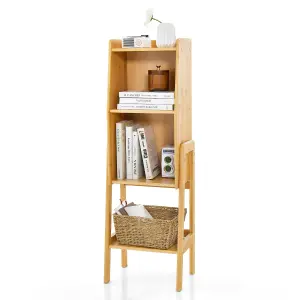 Costway 4 Tier Bamboo Bookshelf Free Standing Tall Bookcase Storage Organizer Rack Shelf