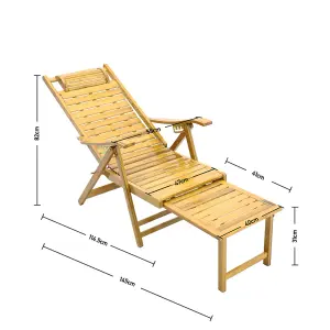 Brown Foldable Adjustable Balcony Wooden Bamboo Rocking Chair Lounge Chair