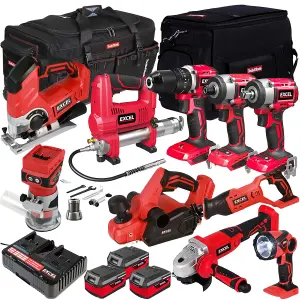 Excel 18V 10 Piece Power Tool Kit with 3 x 4.0Ah Batteries & Charger EXLKIT-16296