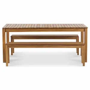 GoodHome Denia Natural Wooden 6 seater Rectangular Table