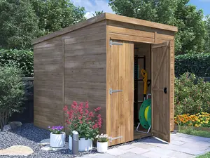 Dunster House Bike Shed 1.8m x 2.4m Storage Garden Building Wooden Pressure Treated Overlord Pent