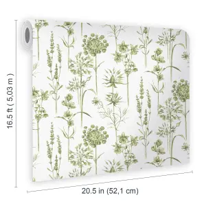 Superfresco Easy Green Floral Smooth Wallpaper Sample