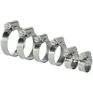 30 Pc Zinc Plated Hose Clip Assortment - 8mm to 29mm - External Pressed Threads