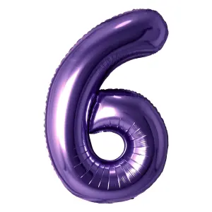 Oaktree Number 6 Foil Balloon Purple (One Size)