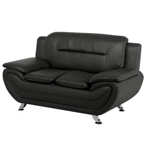 2 Seater Faux Leather Sofa Black LEIRA