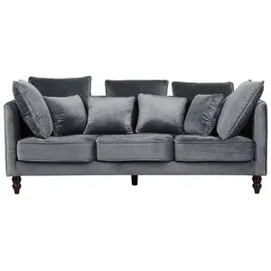 3 Seater Velvet Sofa Grey FENSTAD