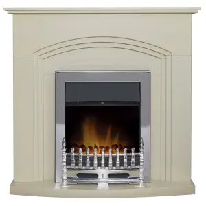 Adam Truro Fireplace in Cream with Blenheim Electric Fire in Chrome, 41 Inch