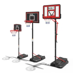 Rebo Freestanding Portable Basketball Hoop with Stand - Adjustable Height (230cm - 305cm) - Large