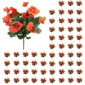 Blooming Artificial - 28cm / 1ft Red Artificial Pansy Bush Multi-Pack