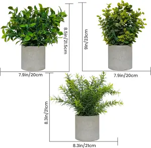 Bedbric 3 Sets Mini Potted Artificial Plants Indoors Outdoor Home and Room Decor