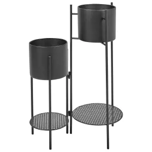 Beliani Modern Plant Stand ULMUS Metal Black