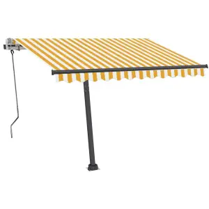 Berkfield Manual Retractable Awning with LED 350x250 cm Yellow and White