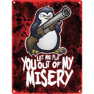 Psycho Penguin Misery Mini Tin Sign Red (One Size)