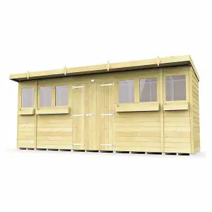 16 x 4 Feet Pent Summer Shed - Wood - L118 x W474 x H201 cm