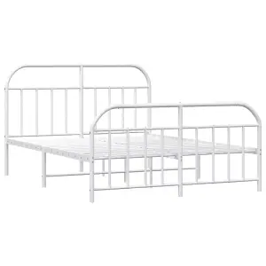 Berkfield Metal Bed Frame with Headboard and Footboard White 183x213 cm