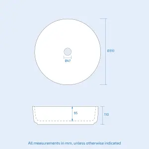 Nes Home 310mm Cloakroom Round Counter Top Basin Bowl