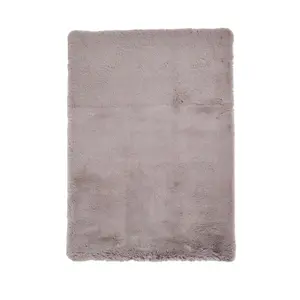 Grey Shaggy Plain Modern Machine Made Polyester Easy to Clean Rug for Living Room and Bedroom-120cm X 170cm