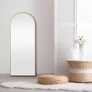 Salma Metal Flat Mirror Satin Brass / 170cm H x 61cm W