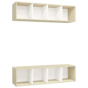 Berkfield Wall-mounted TV Cabinets 2 pcs White and Sonoma Oak Engineered Wood