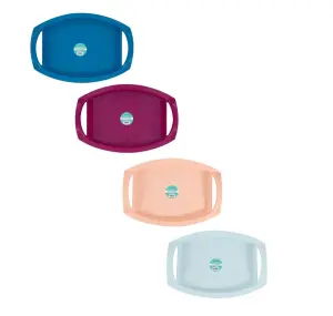 4 Plastic Serving Trays Dinner Lap Trays With Handles Mixed Coloured Craft Tray