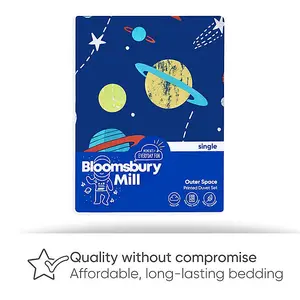 Bloomsbury Mill - Outer Space Kids Single Bed Duvet Cover and Pillowcase Set - Single - 135 x 200cm