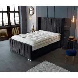 Meriso Plush Velvet Steel Bed Frame