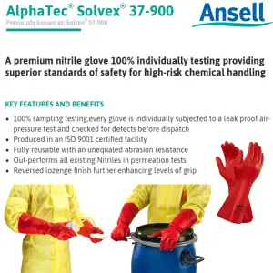 Ansell Solvex 37-900 Nitrile Gloves Chemical & Liquid protection Size 9 (Large) - 1 Pair