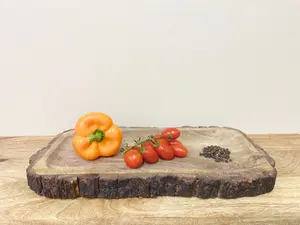 Large Wooden Platter Tray With Bark Edging