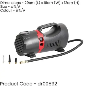 12V DC & 230V Portable Air Compressor - Ball & Car Tyre Inflator Digital Display