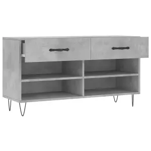 Berkfield Shoe Bench Concrete Grey 102x35x55 cm Engineered Wood