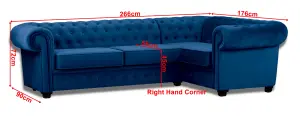 Chesterfield Style Mariot Corner Sofa Blue French Velvet (Right Hand Corner)