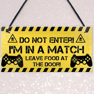 Red Ocean Gamer Warning Plaque For Boys Bedroom or Man Cave Gaming Accessories Novelty Gamer Gift Sign For Son Brother