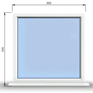 995mm (W) x 995mm (H) PVCu StormProof Window - 1 Non Opening Window - Toughened Safety Glass - White