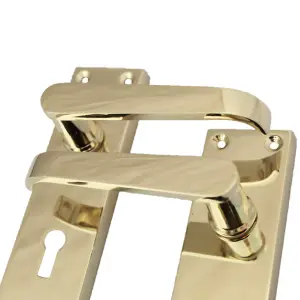 Door Handles Straight Lever Lock Keys Hinge Set - Brass 150 x 40mm