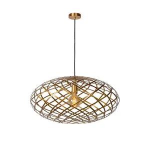 Lucide Wolfram Modern Pendant Light 65cm - 1xE27 - Matt Gold, Brass