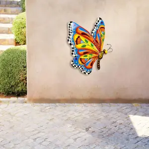 Handcrafted Metal Butterfly Wall Art - 16.5 Inch Talavera Style Celestial Sculpture for Indoor and Outdoor Décor