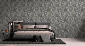 Galerie Welcome Home Silver Grey Tropical Leaves Wallpaper