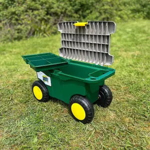 Rolling Sit On Garden Tool Storage Cart