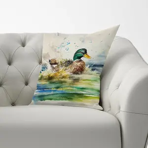 Splashing Mallard Watercolour Cushions 60cm x 60cm