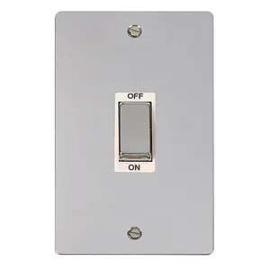 Flat Plate Polished Chrome 2 Gang Ingot Size 45A Switch - White Trim - SE Home