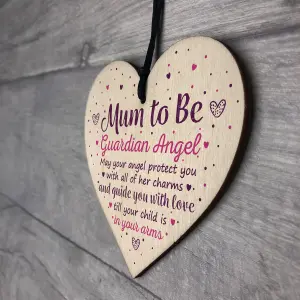 Red Ocean Mum To Be Gifts Guardian Angel Wooden Heart Baby Shower Gifts Boys Girls For Her