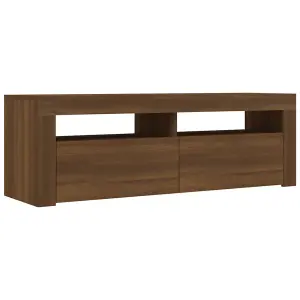 Berkfield TV Cabinet with LED Lights Brown Oak 120x35x40 cm