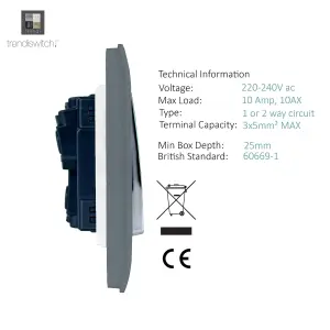 Trendiswitch Warm Grey 3 Gang 2 Way 10 Amp Switch