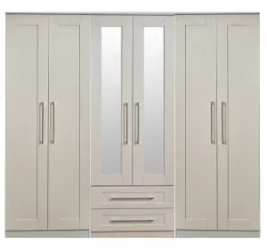 Ripon Tall 6 Door 2 Drawer 2 Mirror Wardrobe in Kashmir Ash (Ready Assembled)