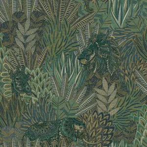 Holden Decor Rainforest Green Leaves and Animals Embossed Wallpaper