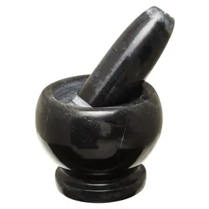 Maison by Premier Salerno Black Marble Mortar And Pestle