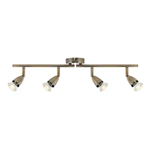 Luminosa Amalfi Adjustable 4 Light Spotlight Antique Brass, GU10